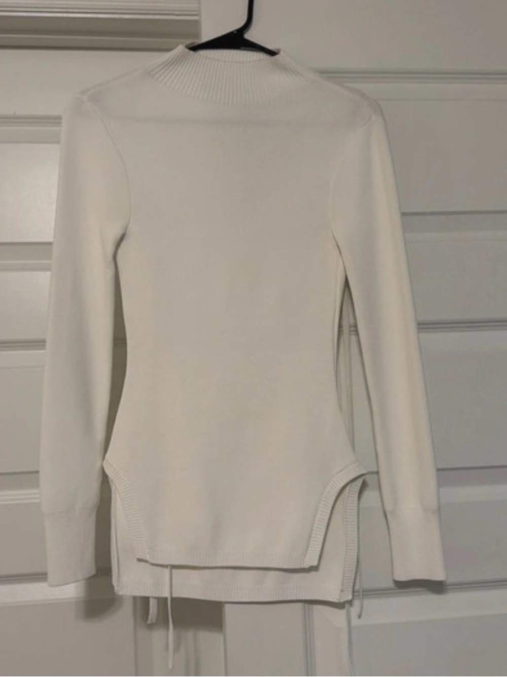 Zara Cream Ribbed Mock Neck Long-Sleeve Sweater